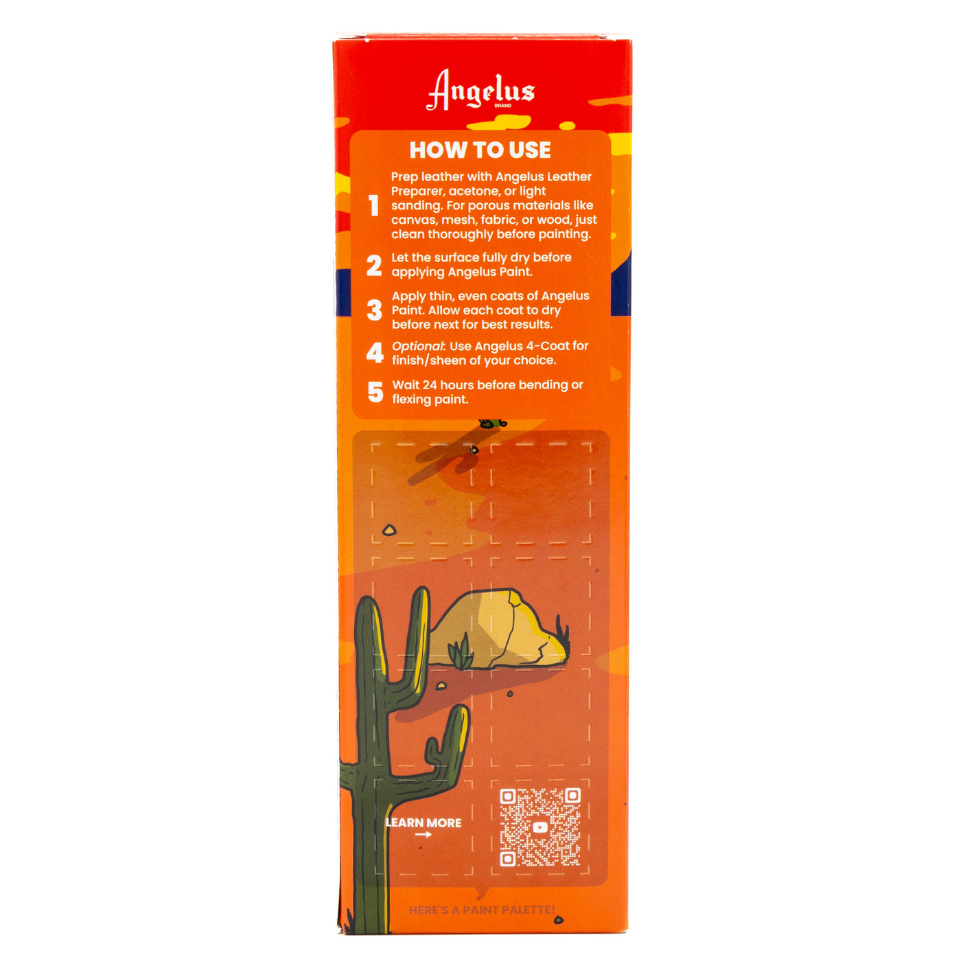 Angelus 13-Piece South West Sunset Paint Kit for custom sneaker painting – full kit with warm southwestern color palette - back of box