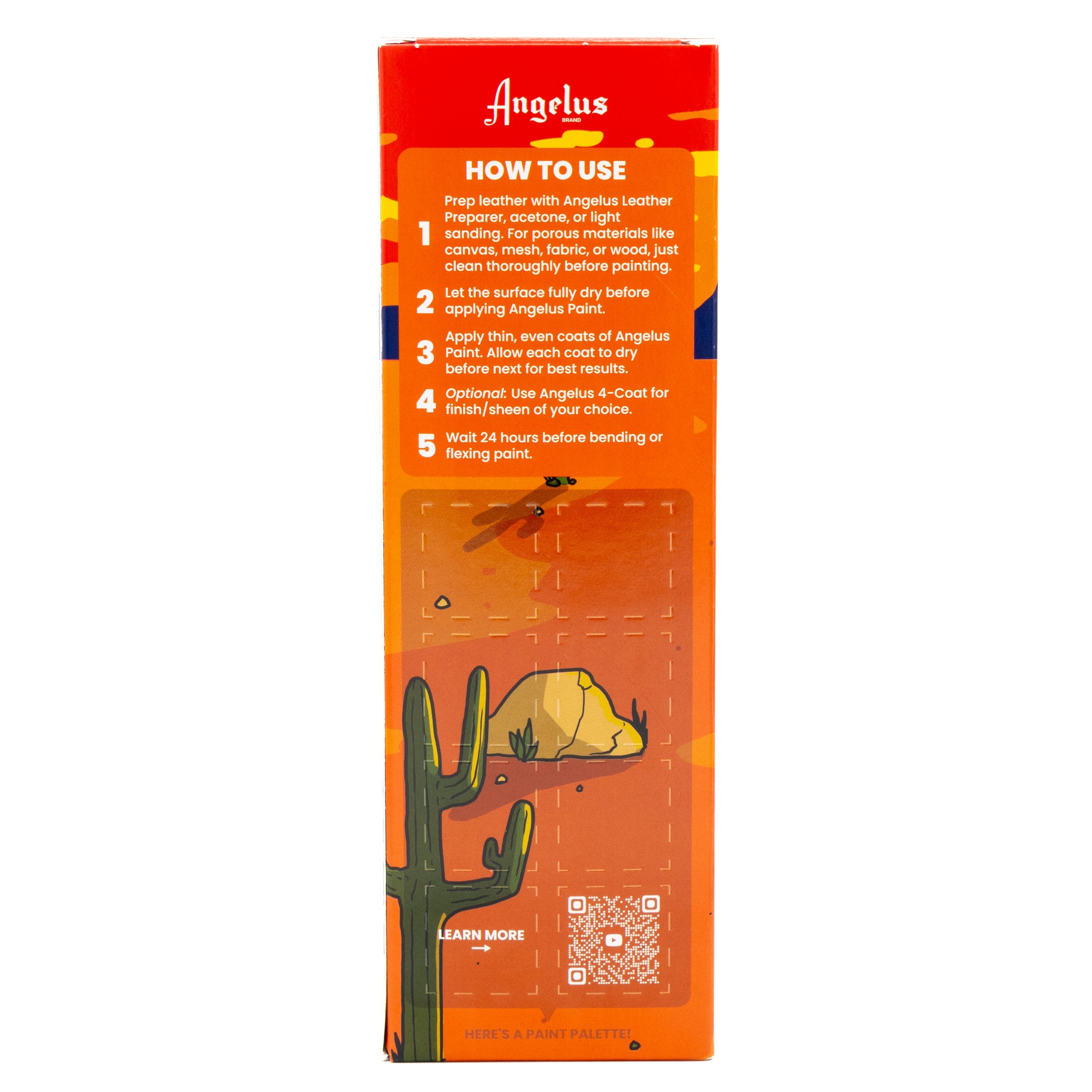 Angelus 13-Piece South West Sunset Paint Kit for custom sneaker painting – full kit with warm southwestern color palette - back of box