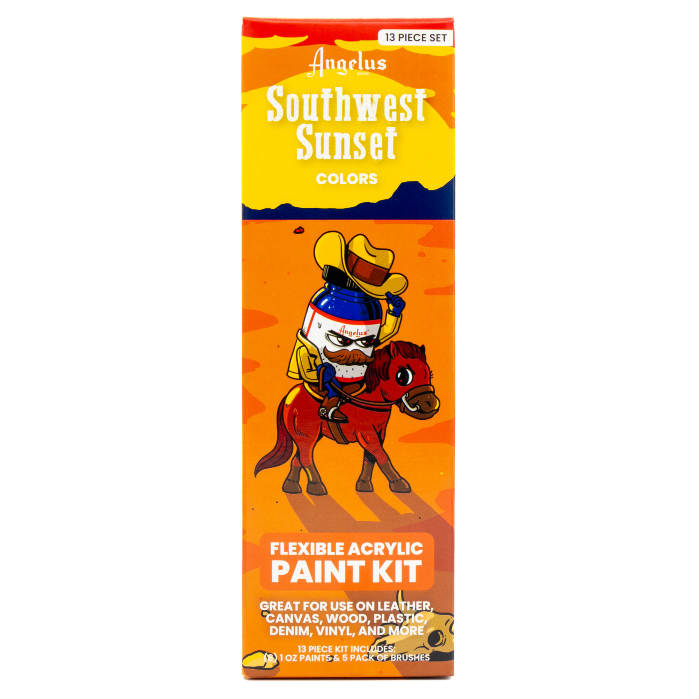 Angelus 13-Piece South West Sunset Paint Kit for custom sneaker painting – full kit with warm southwestern color palette - front of box