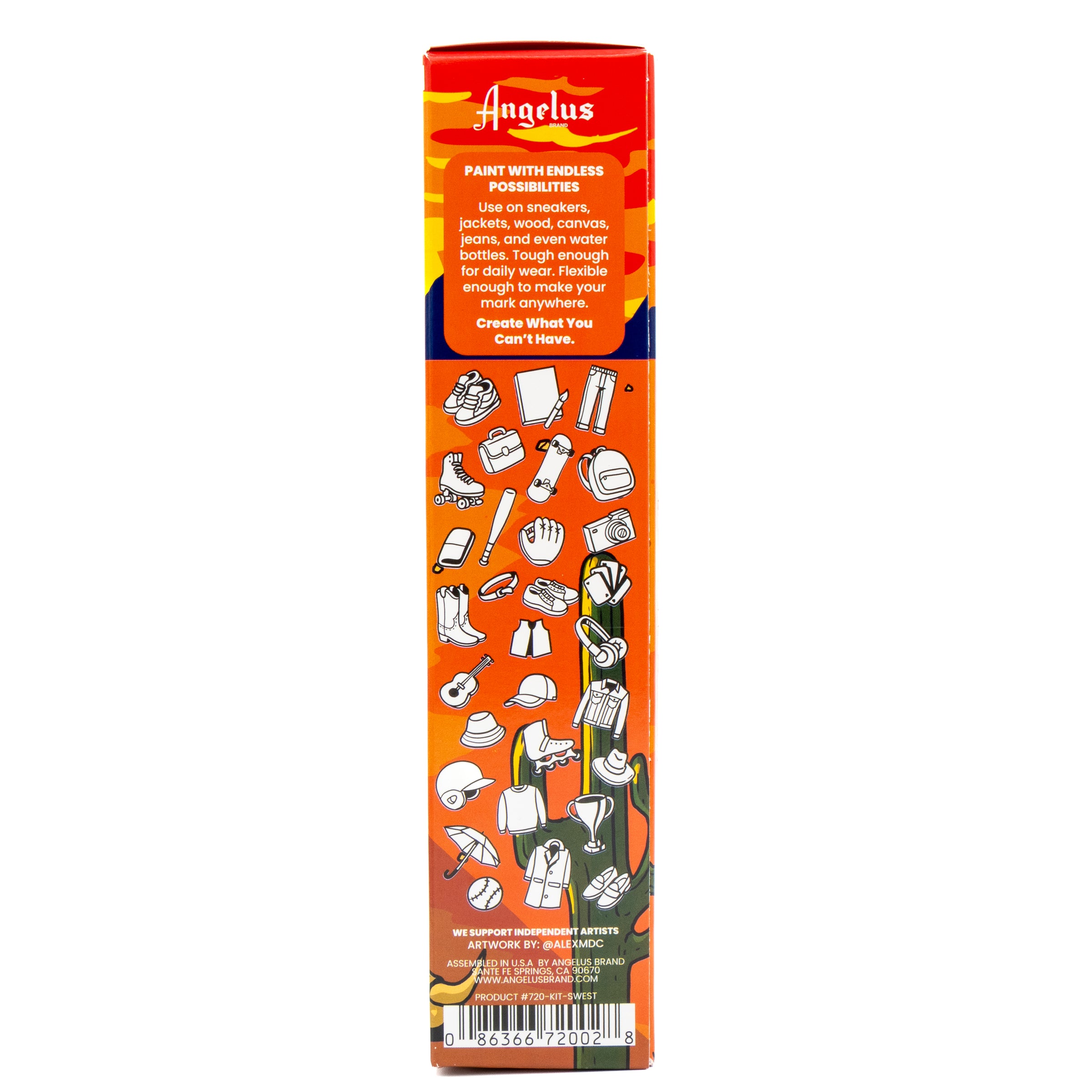Angelus 13-Piece South West Sunset Paint Kit for custom sneaker painting – full kit with warm southwestern color palette - side of box