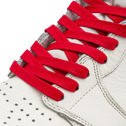 Lace Lab Red Waxed Shoe Laces on shoe