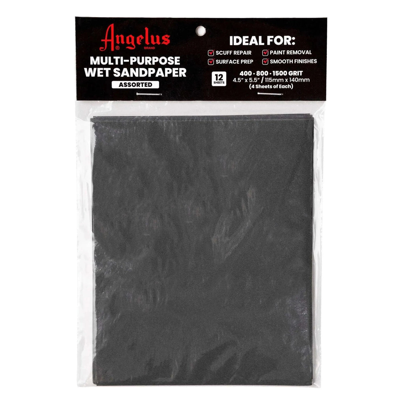 Angelus Direct Angelus 4.5"x5.5" Multi-Purpose Wet Sandpaper Assorted 12 Pack