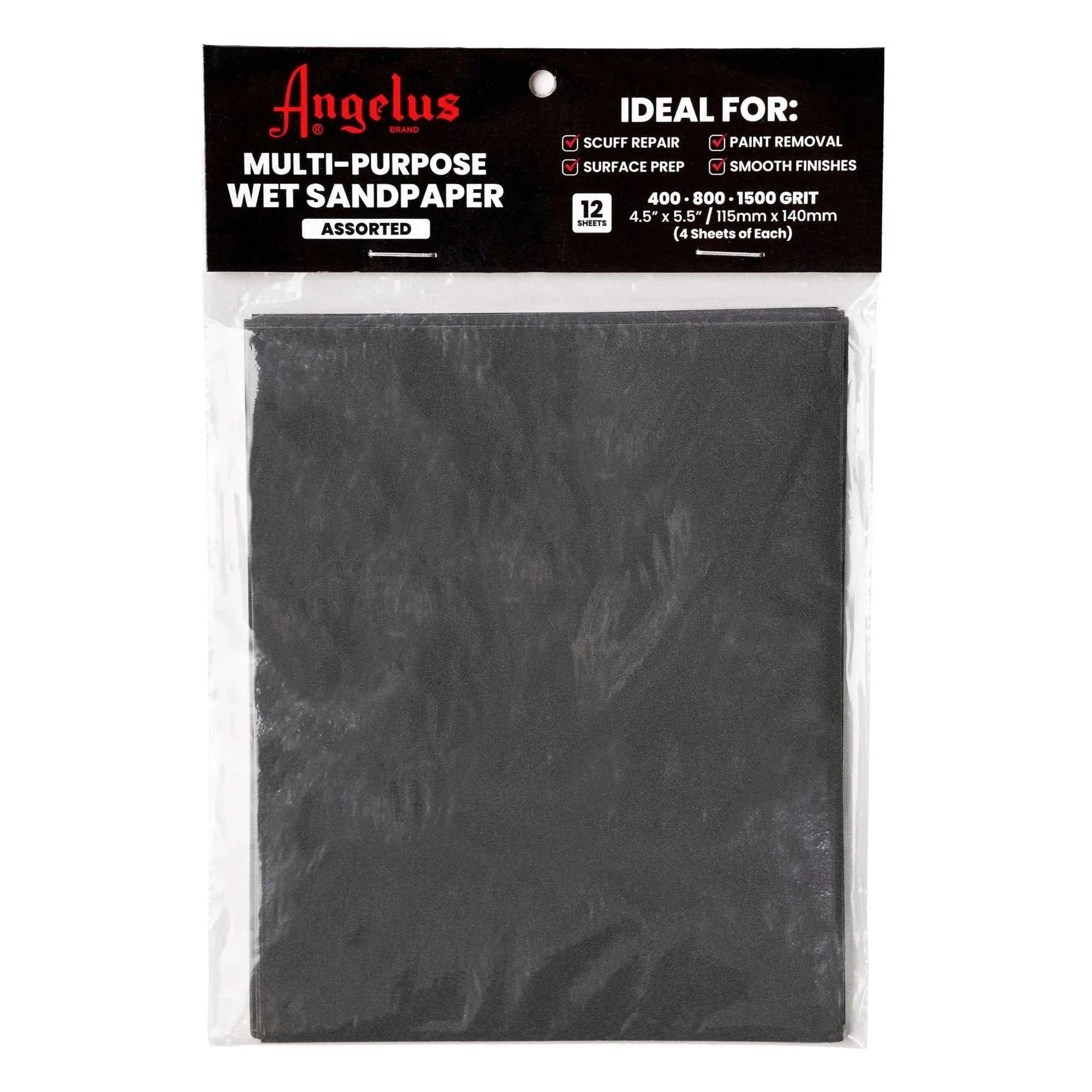 Angelus Direct Angelus 4.5"x5.5" Multi-Purpose Wet Sandpaper Assorted 12 Pack