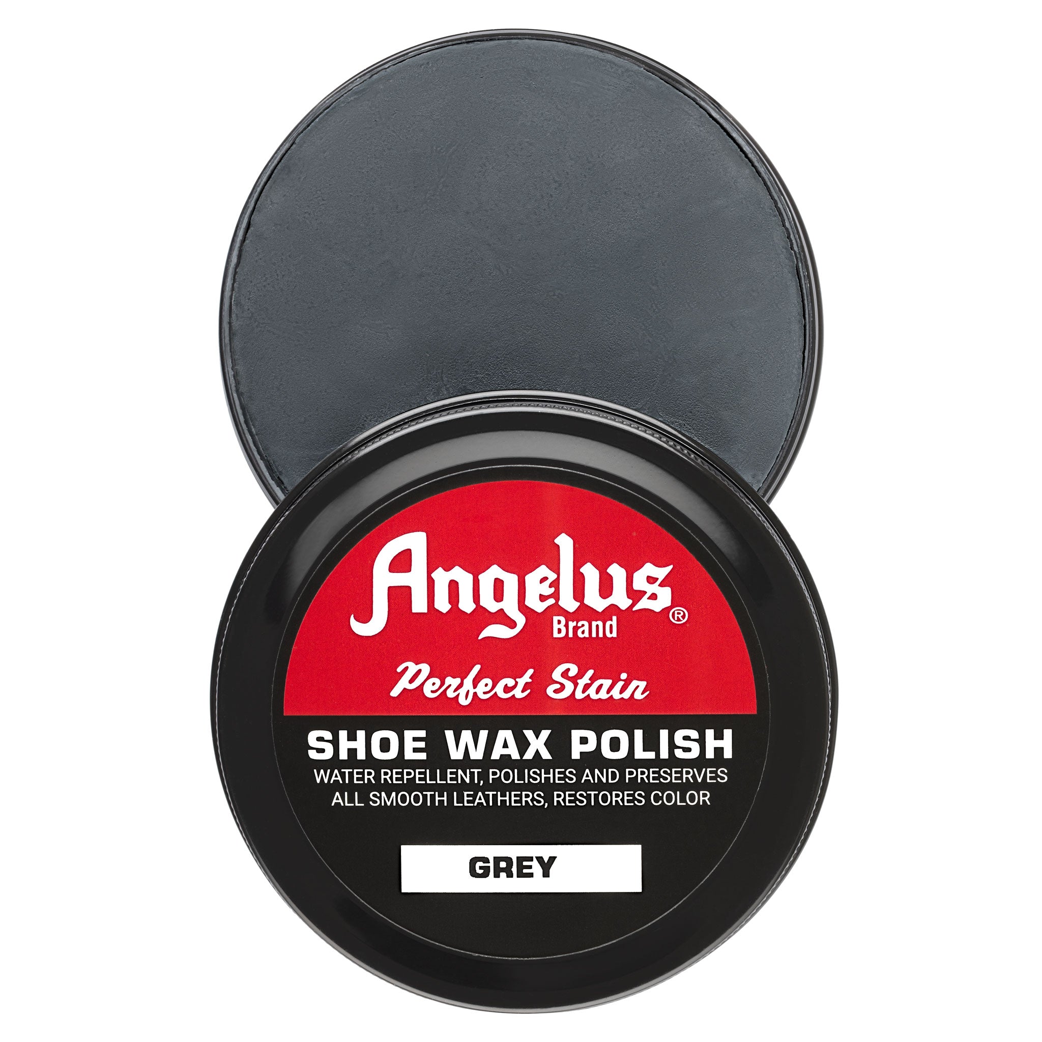 Angelus Grey Shoe Wax Polish - Top down view of grey pigmented shoe wax