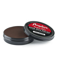 Angelus Light Brown Shoe Wax Polish - 3/4 angle view of open light brown wax tin