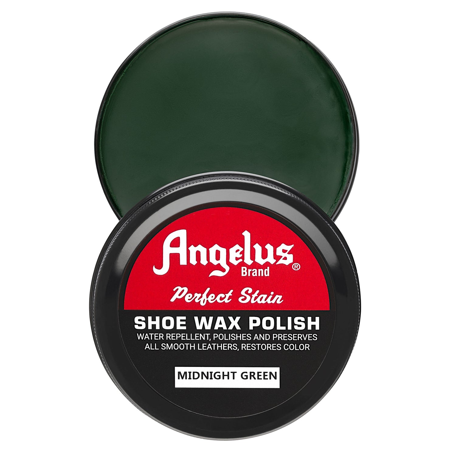 Angelus Midnight Green Shoe Wax Polish - Top view of midnight green wax color