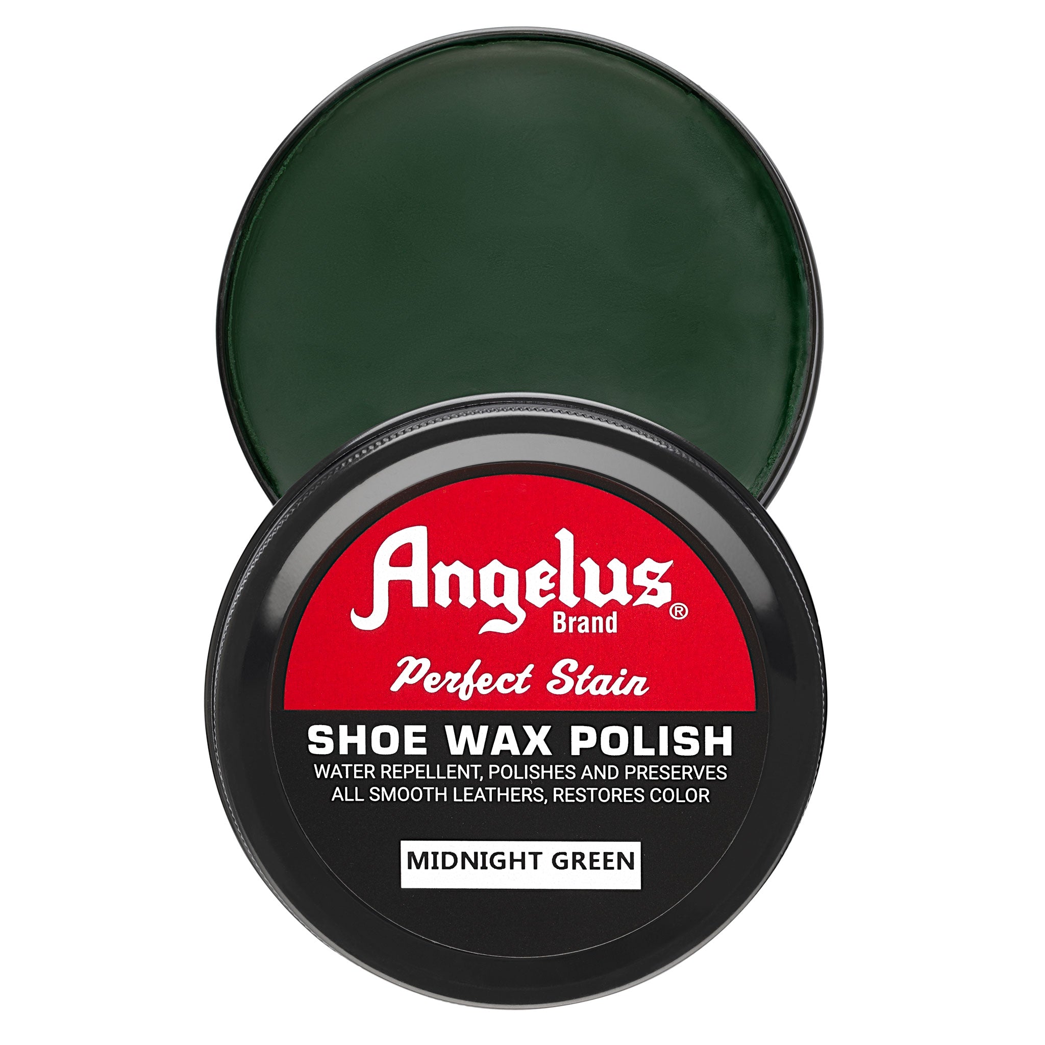 Angelus Midnight Green Shoe Wax Polish - Top view of midnight green wax color