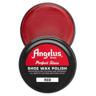 Angelus Red Shoe Wax Polish - Top down view of bright red pigmented wax