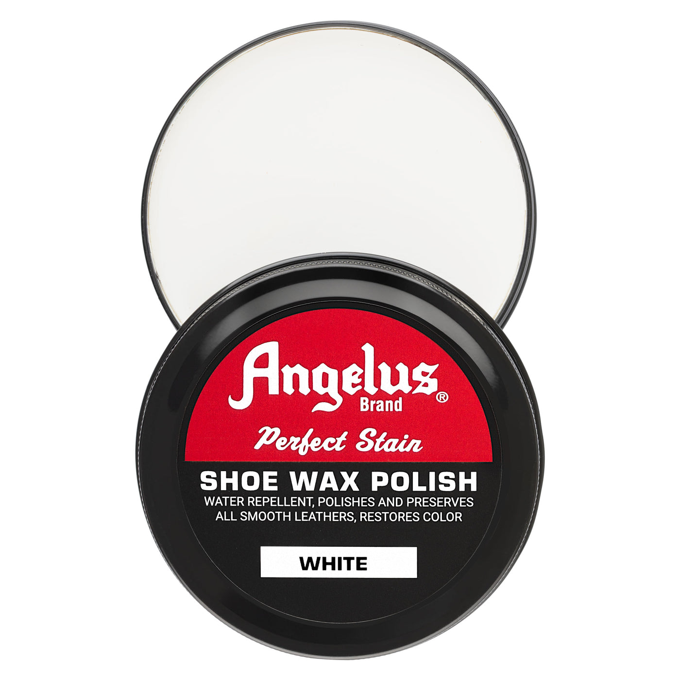Angelus White Shoe Wax Polish - Top view of white pigmented shoe wax