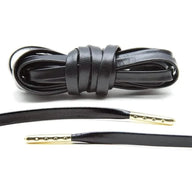 Lace Lab Black Luxury Leather Laces - Gold Plated Leather Shoelaces