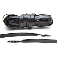 Lace Lab Black Luxury Leather Laces - Gunmetal Plated Leather Shoelaces