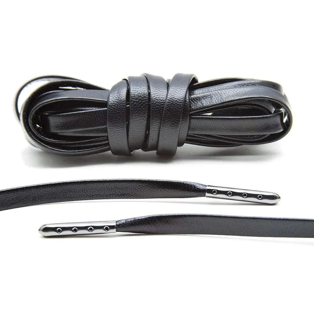 Black Luxury Leather Laces - Gunmetal Plated - Angelus Direct