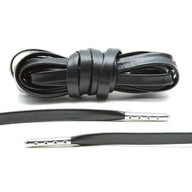 Lace Lab Black Luxury Leather Laces - Silver Plated Leather Shoelaces