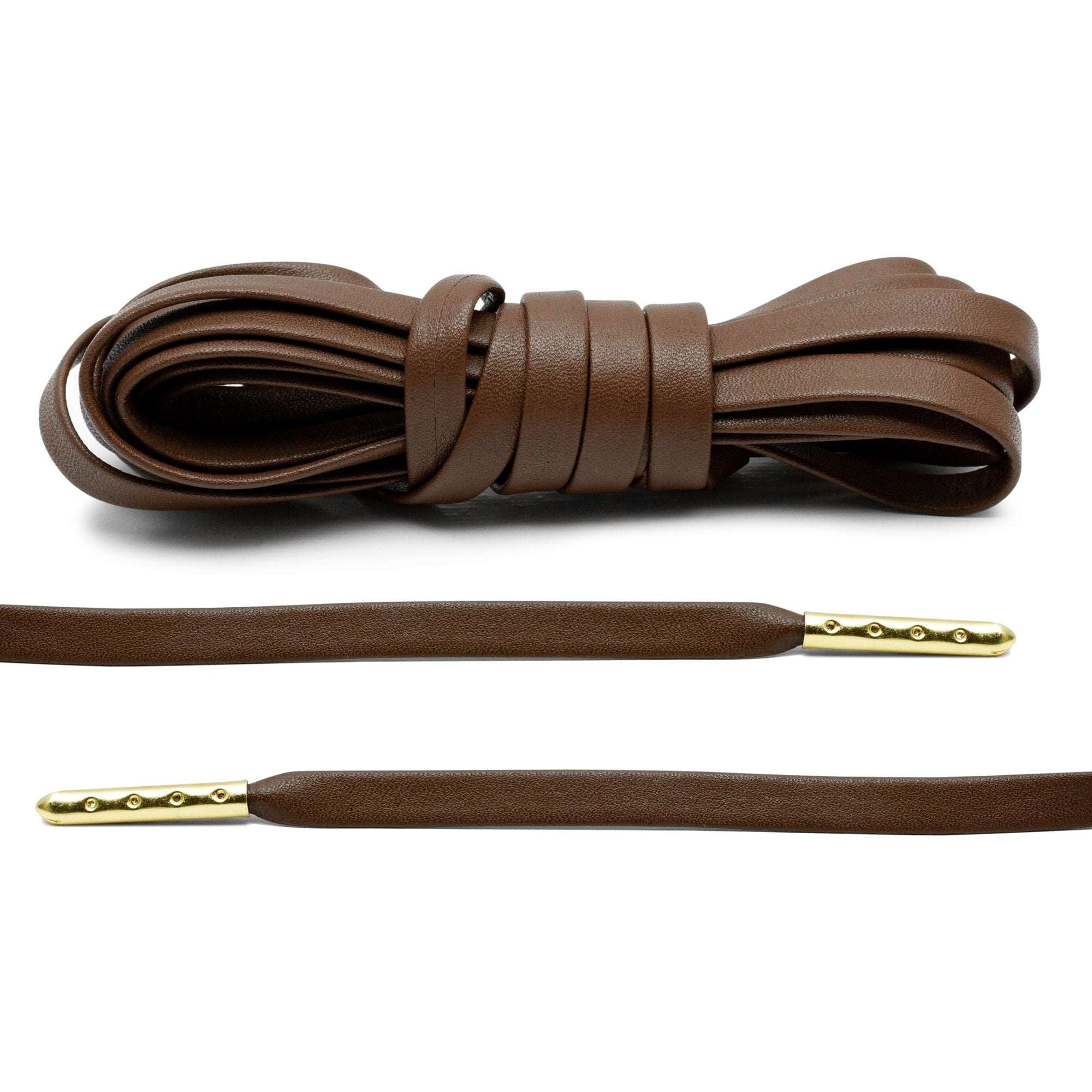 Brown Luxury Leather Laces - Gold Plated - Angelus Direct