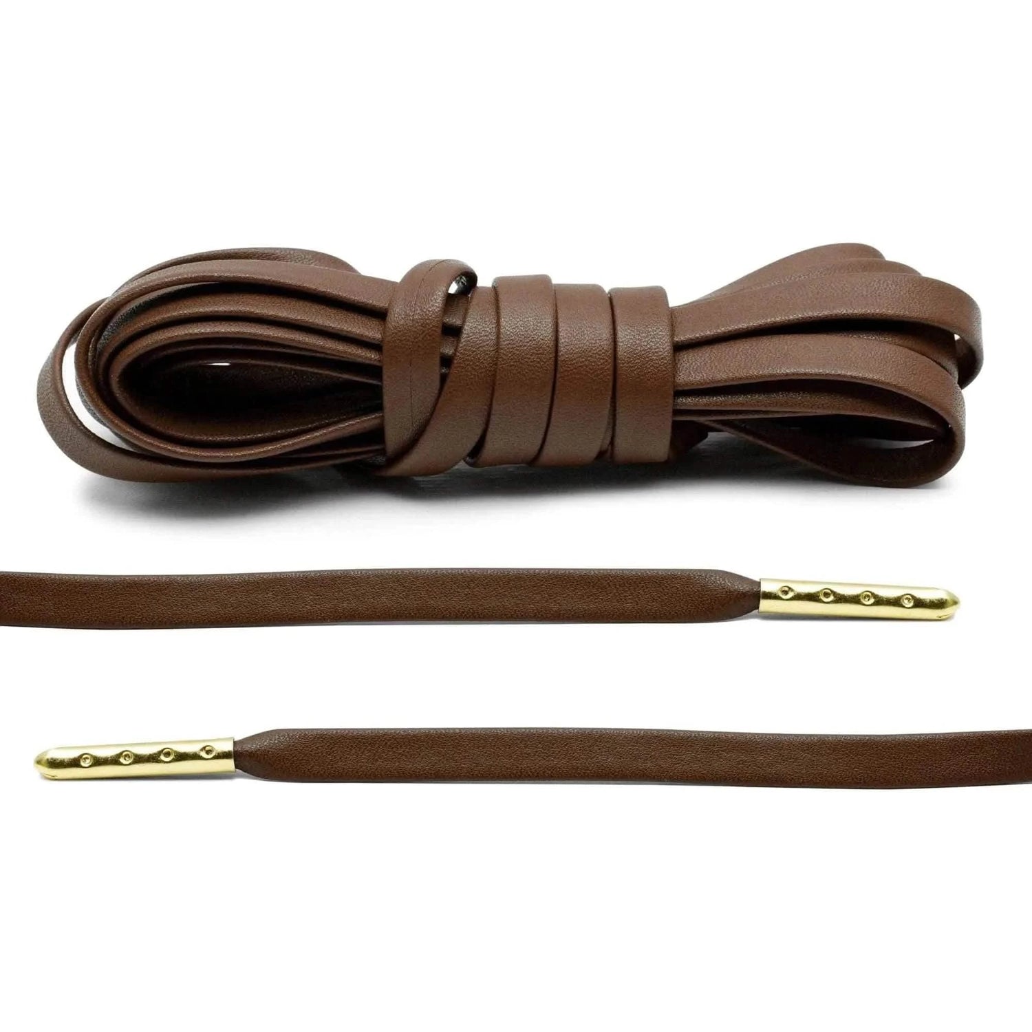 Lace Lab Brown Luxury Leather Laces - Gold Plated Leather Shoelaces