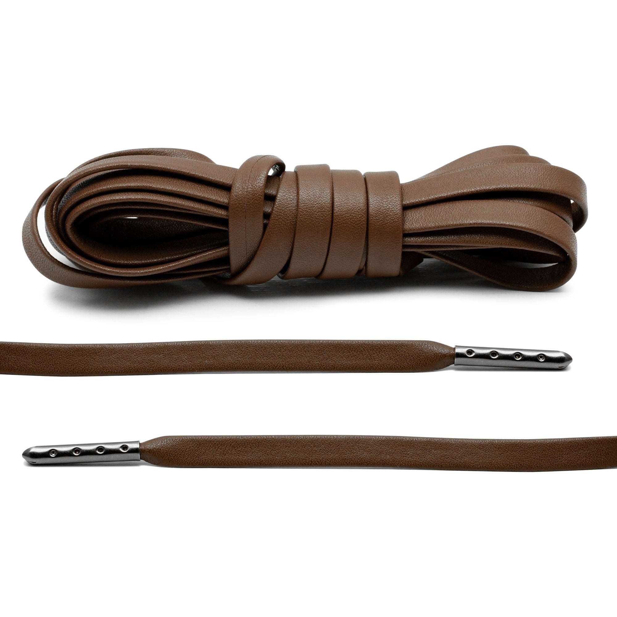 Brown Luxury Leather Laces - Gunmetal Plated - Angelus Direct