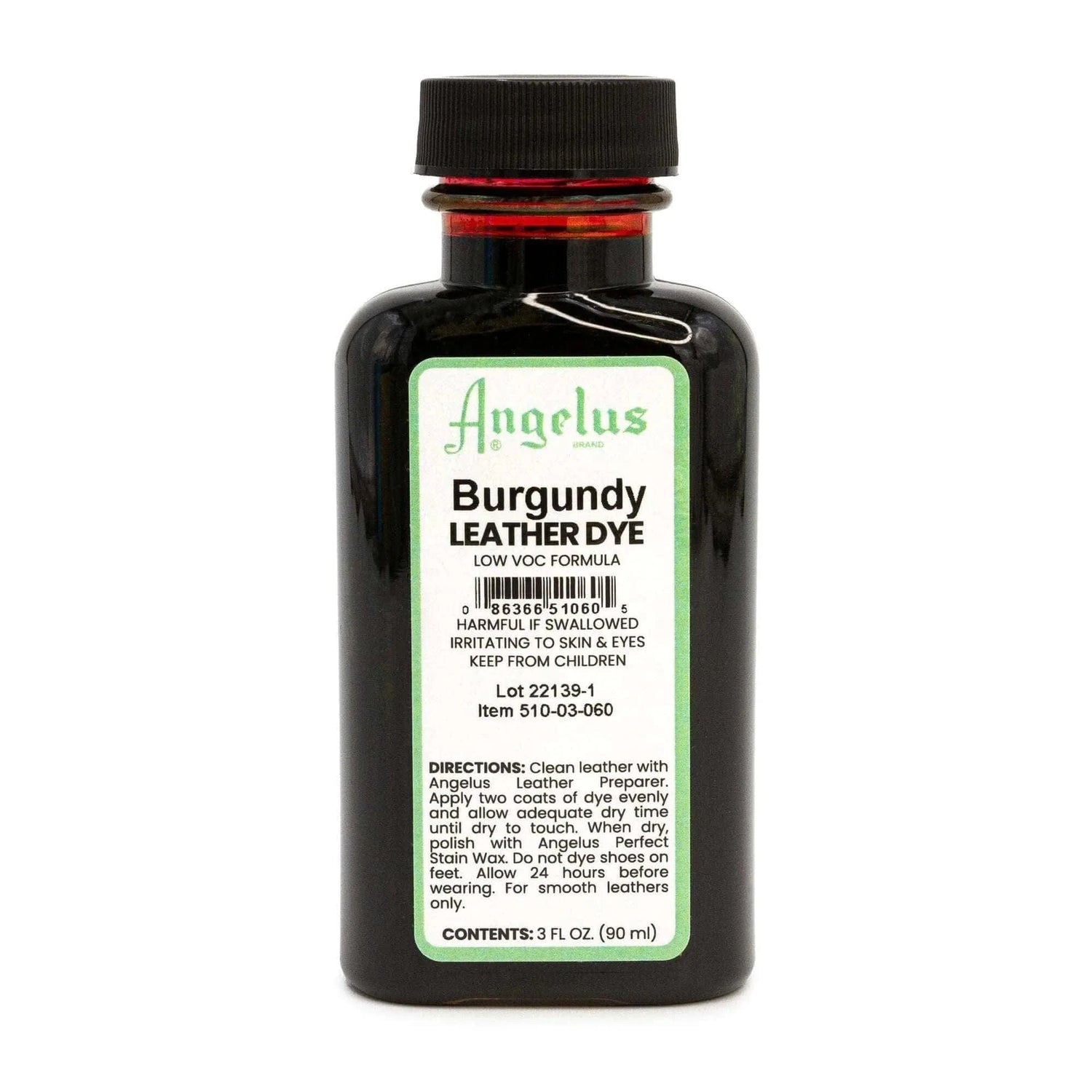 Angelus Direct Burgundy Low VOC Leather Dye 3 oz. Low VOC Leather Dye
