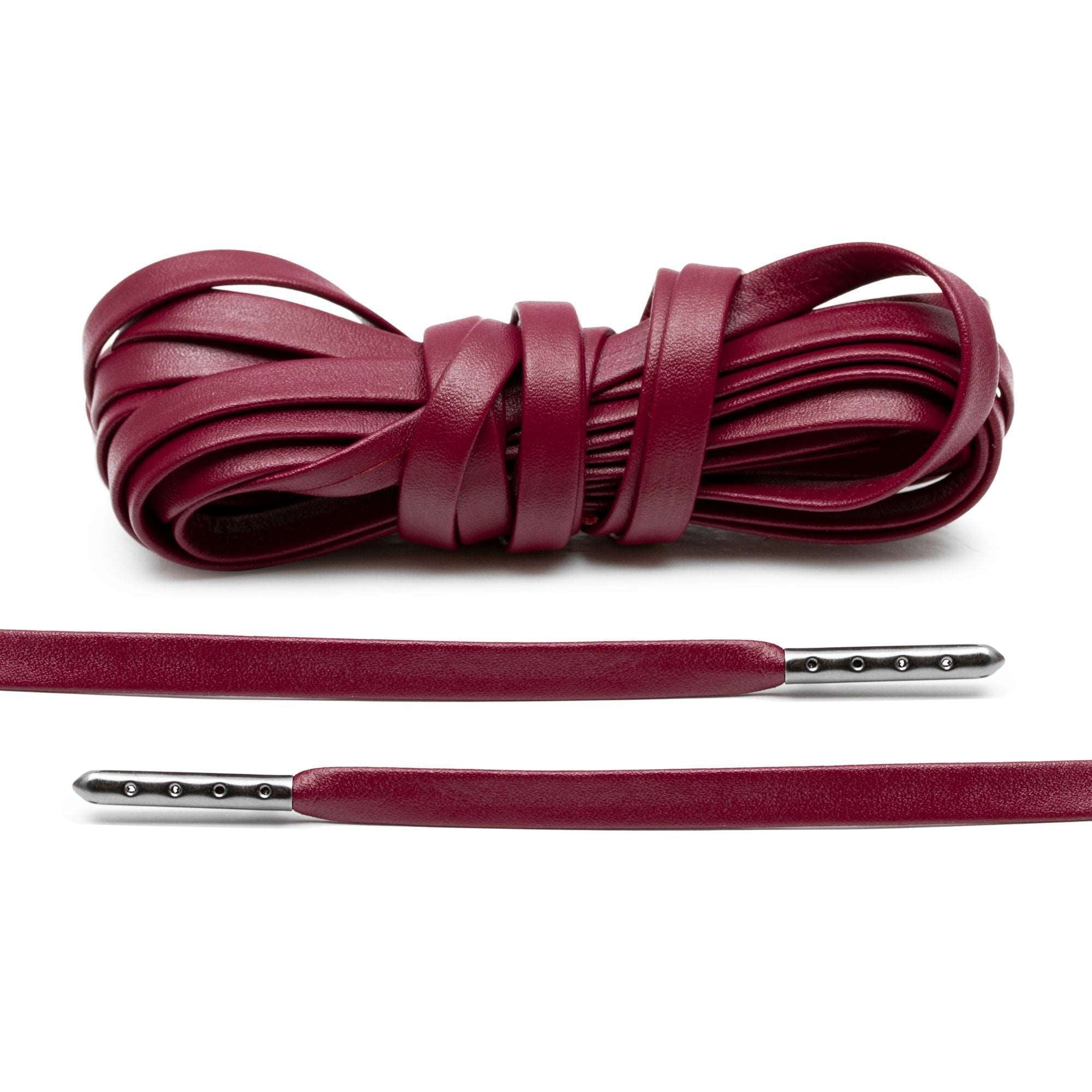 Burgundy Luxury Leather Laces - Gunmetal Plated - Angelus Direct