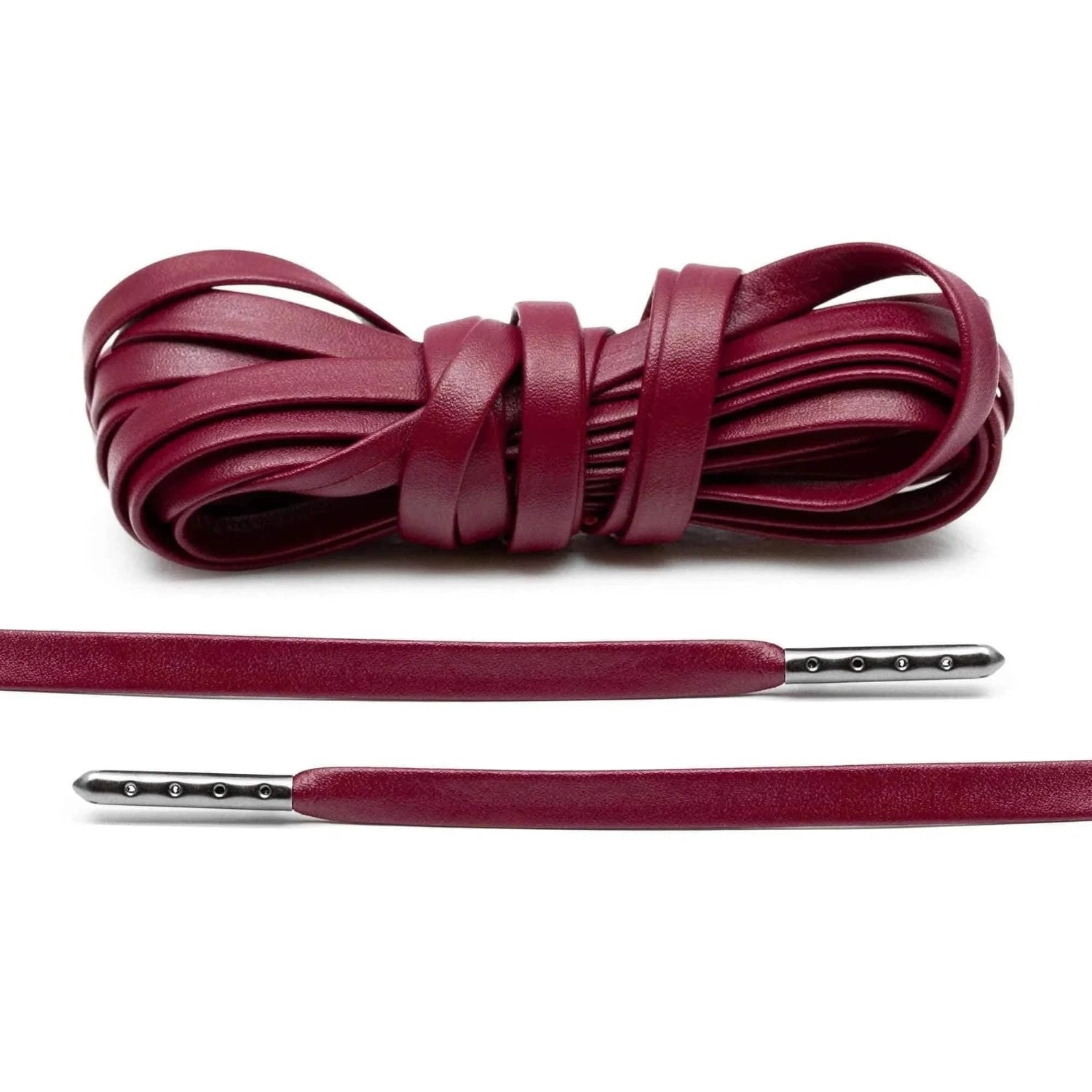 Lace Lab Burgundy Luxury Leather Laces - Gunmetal Plated Leather Shoelaces