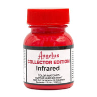 Technical view of a bottle of Angelus Infrared Collector Edition Acrylic Leather Paint with professional gold labeling.