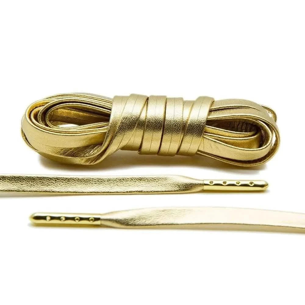 Lace Lab Gold Luxury Leather Laces - Gold Plated Leather Shoelaces