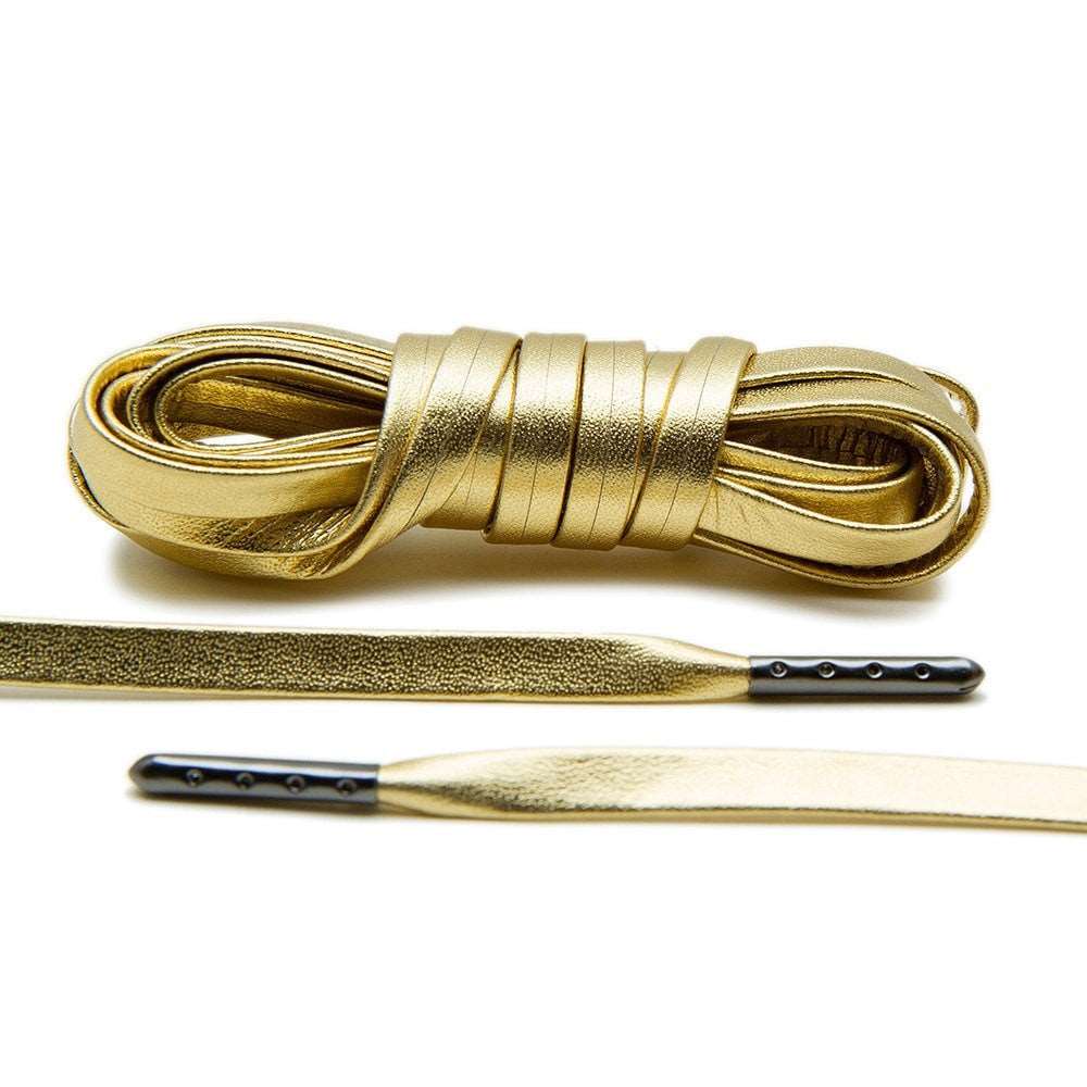 Gold Luxury Leather Laces - Gunmetal Plated - Angelus Direct