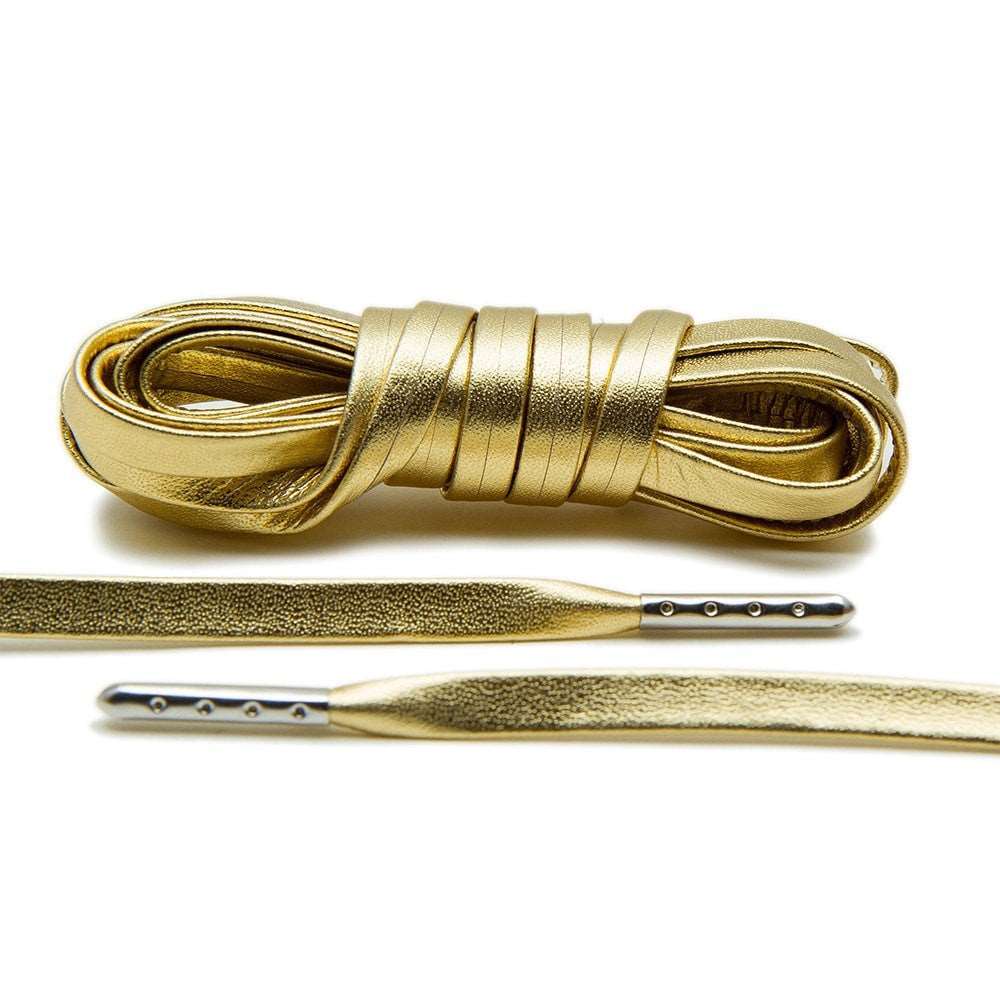 Gold Luxury Leather Laces - Silver Plated - Angelus Direct