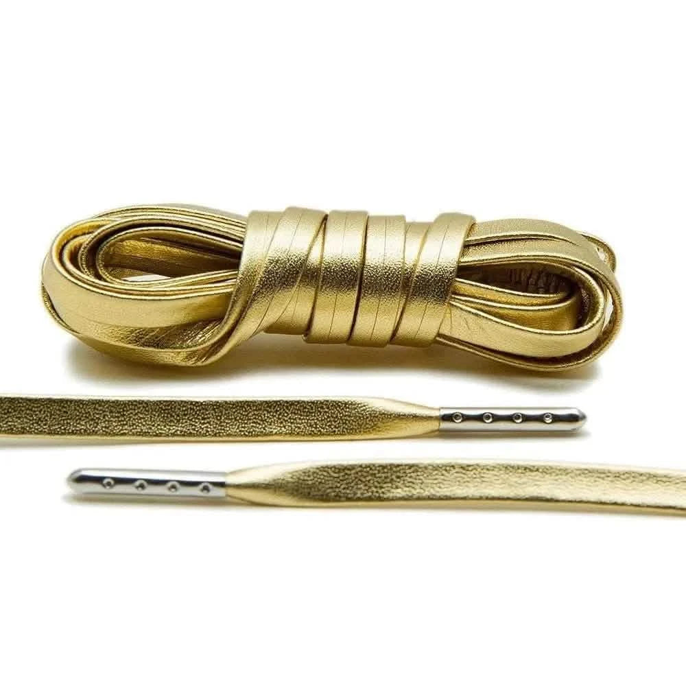 Lace Lab Gold Luxury Leather Laces - Silver Plated Leather Shoelaces