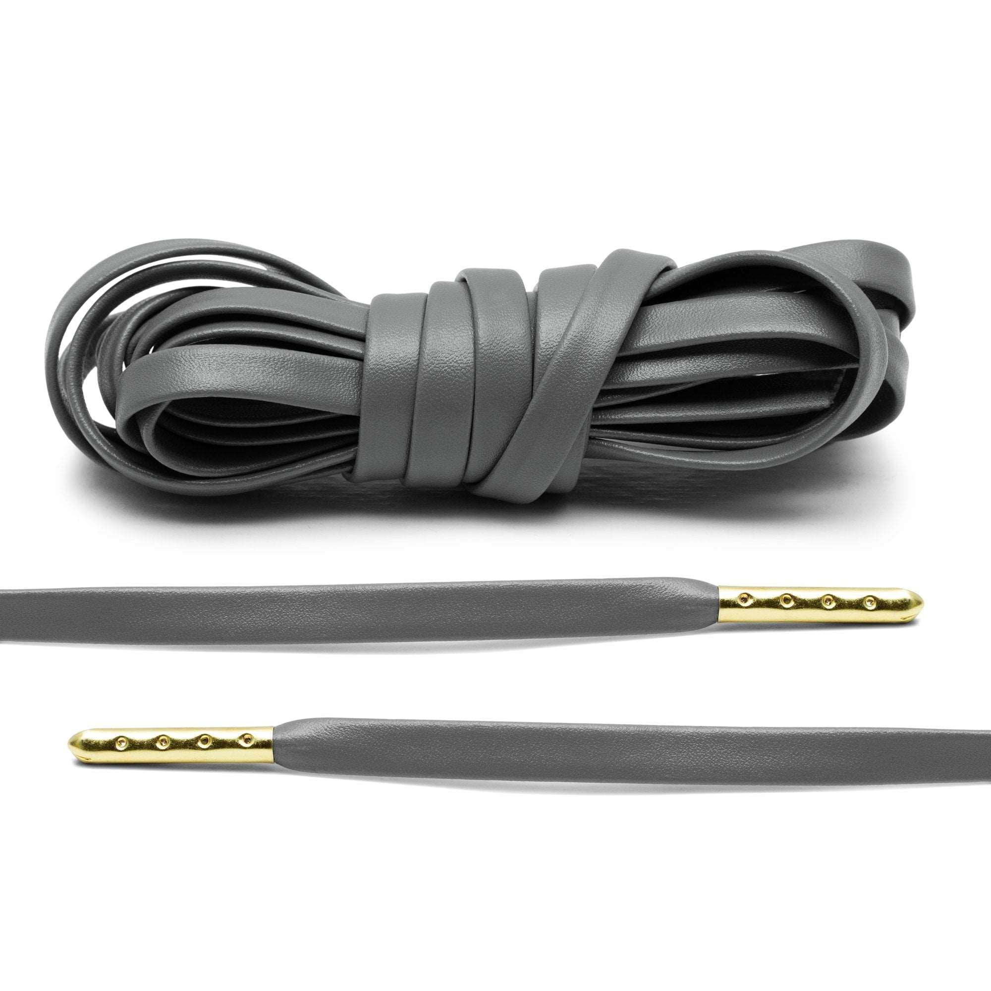 Grey Luxury Leather Laces - Gold Plated - Angelus Direct