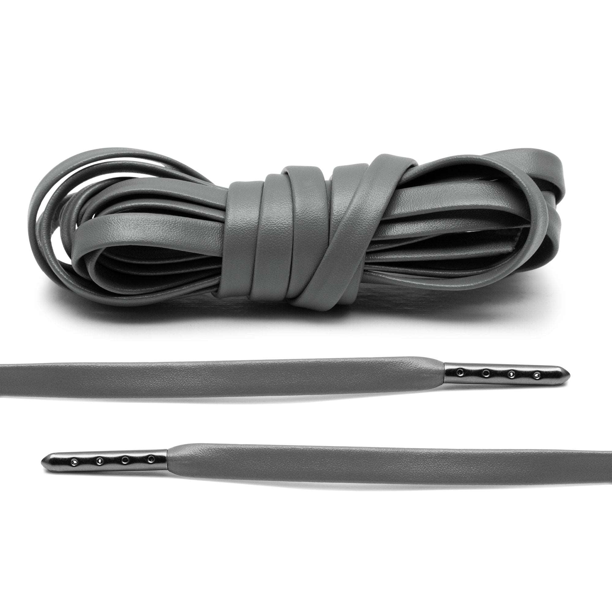 Grey Luxury Leather Laces - Gunmetal Plated - Angelus Direct