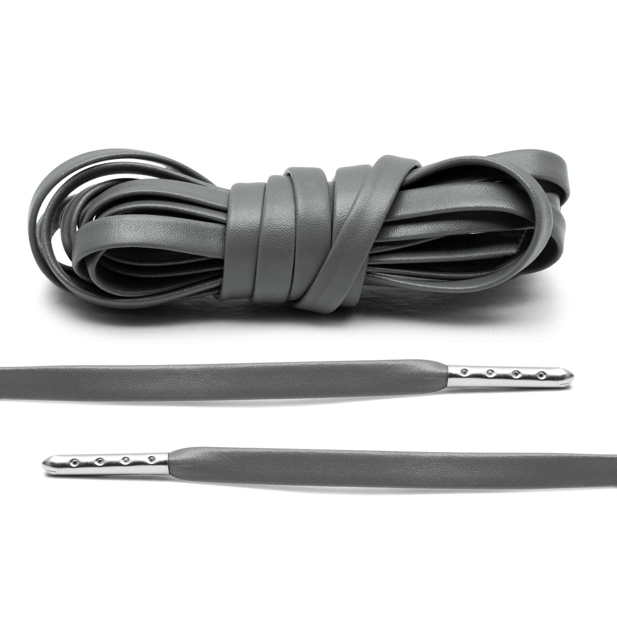 Grey Luxury Leather Laces - Silver Plated - Angelus Direct