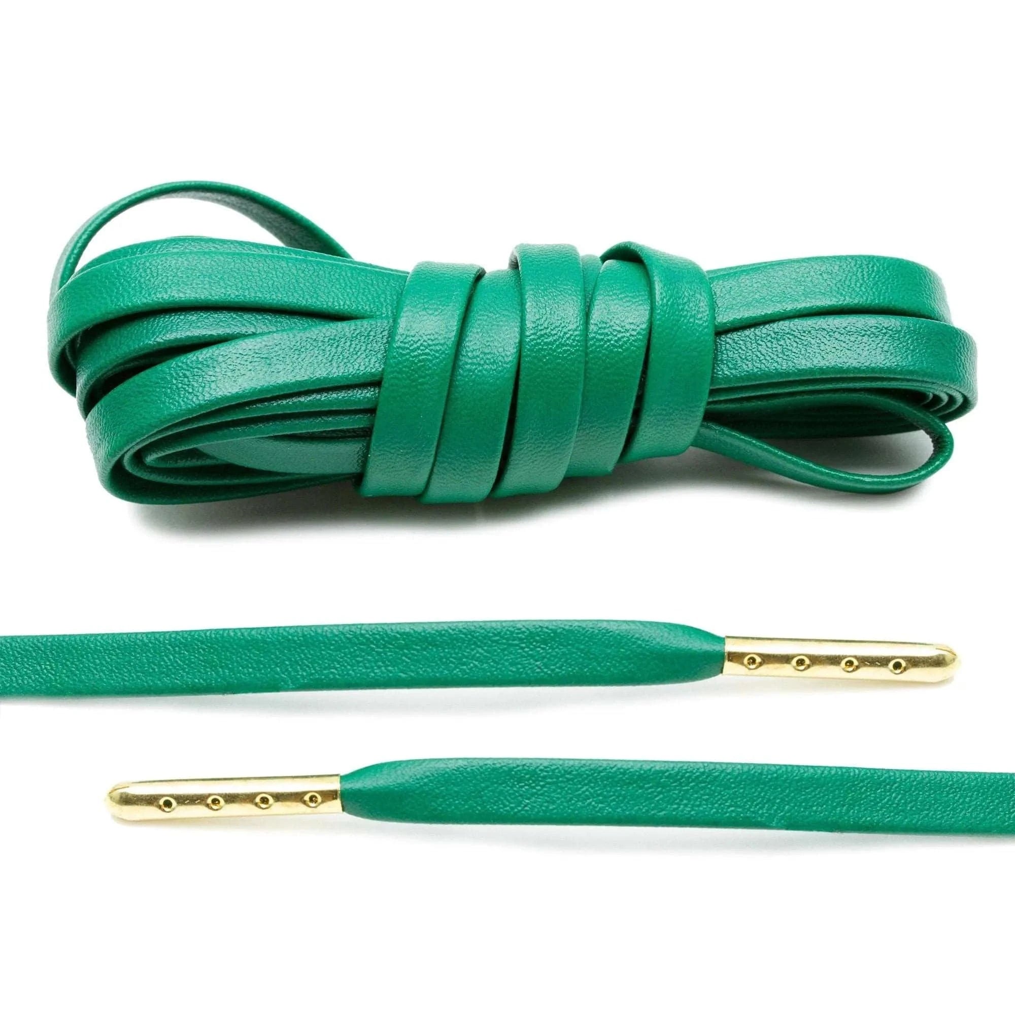 Kelly Green Luxury Leather Laces - Gold Plated - Angelus Direct