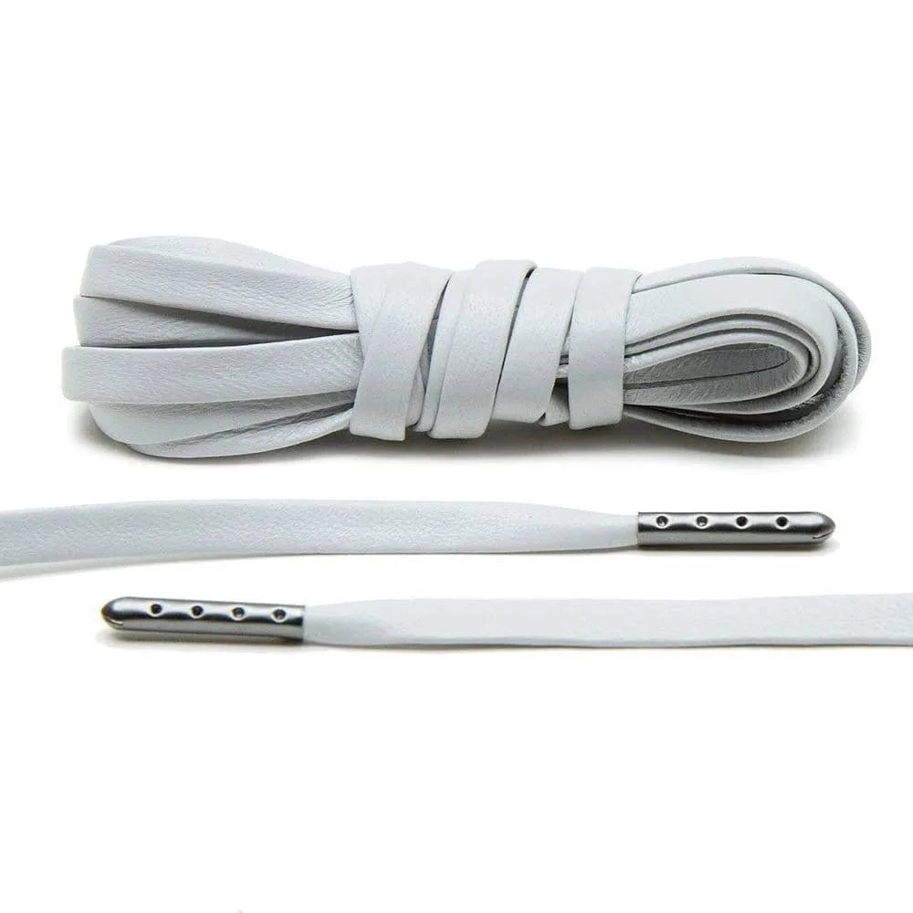 Light Grey Luxury Leather Laces - Gunmetal Plated - Angelus Direct