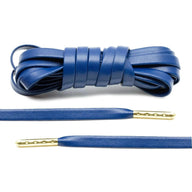 Lace Lab Navy Blue Luxury Leather Laces - Gold Plated Leather Shoelaces