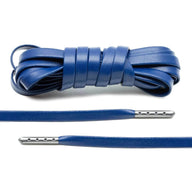 Lace Lab Navy Blue Luxury Leather Laces - Gunmetal Plated Leather Shoelaces