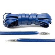 Lace Lab Navy Blue Luxury Leather Laces - Silver Plated Leather Shoelaces