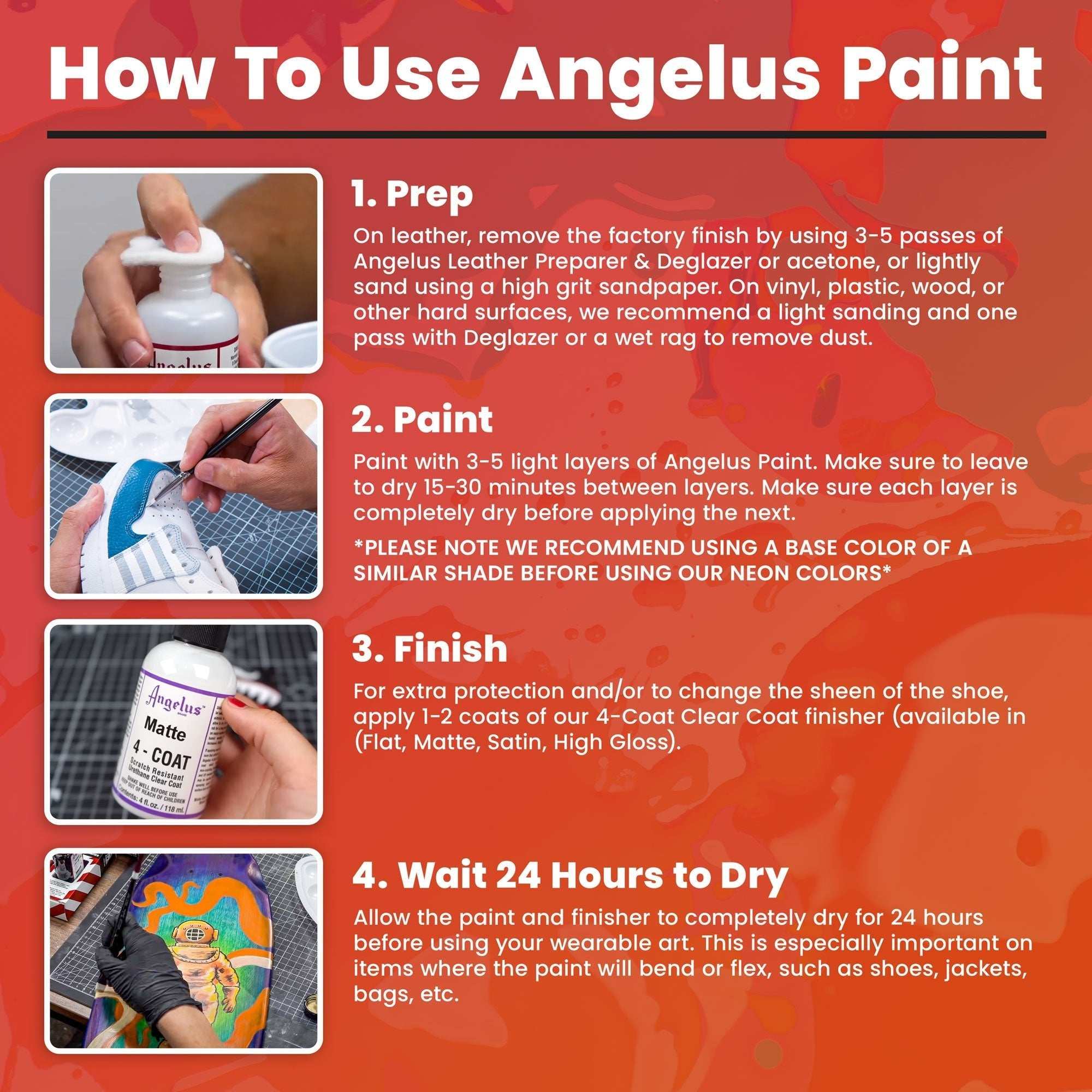 Neon Color Kit - 12 Colors - Angelus Direct
