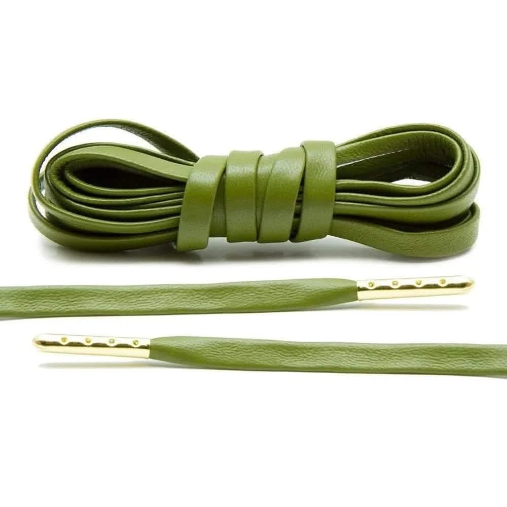 Lace Lab Olive Luxury Leather Laces - Gold Plated Leather Shoelaces