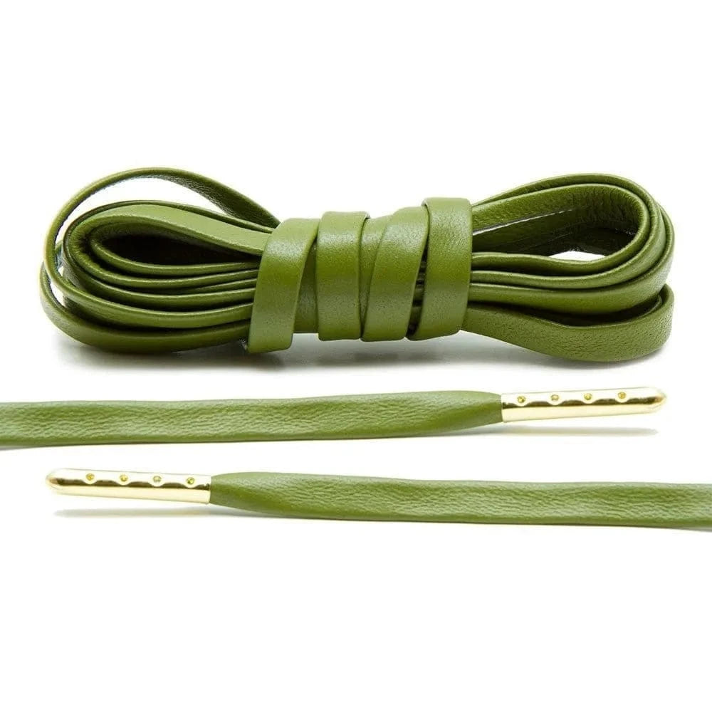 Olive Luxury Leather Laces - Gold Plated - Angelus Direct