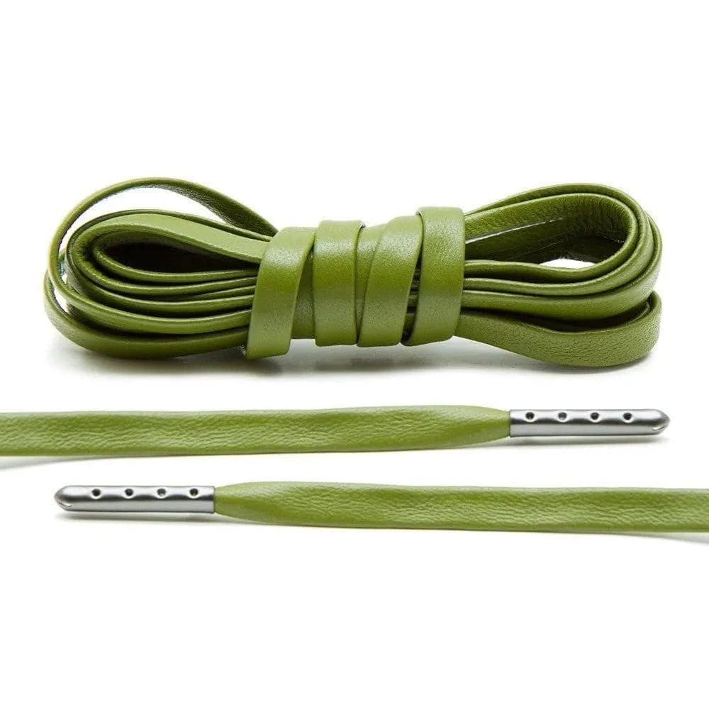 Olive Luxury Leather Laces - Gunmetal Plated - Angelus Direct