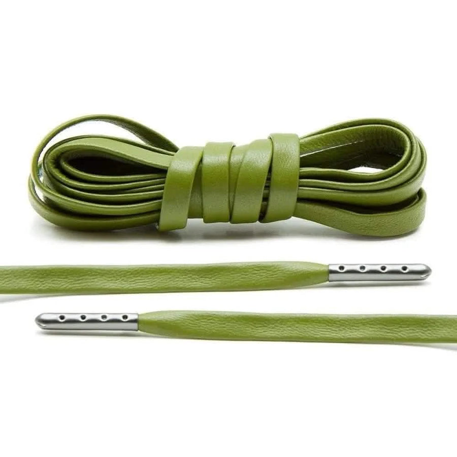Olive Luxury Leather Laces - Gunmetal Plated