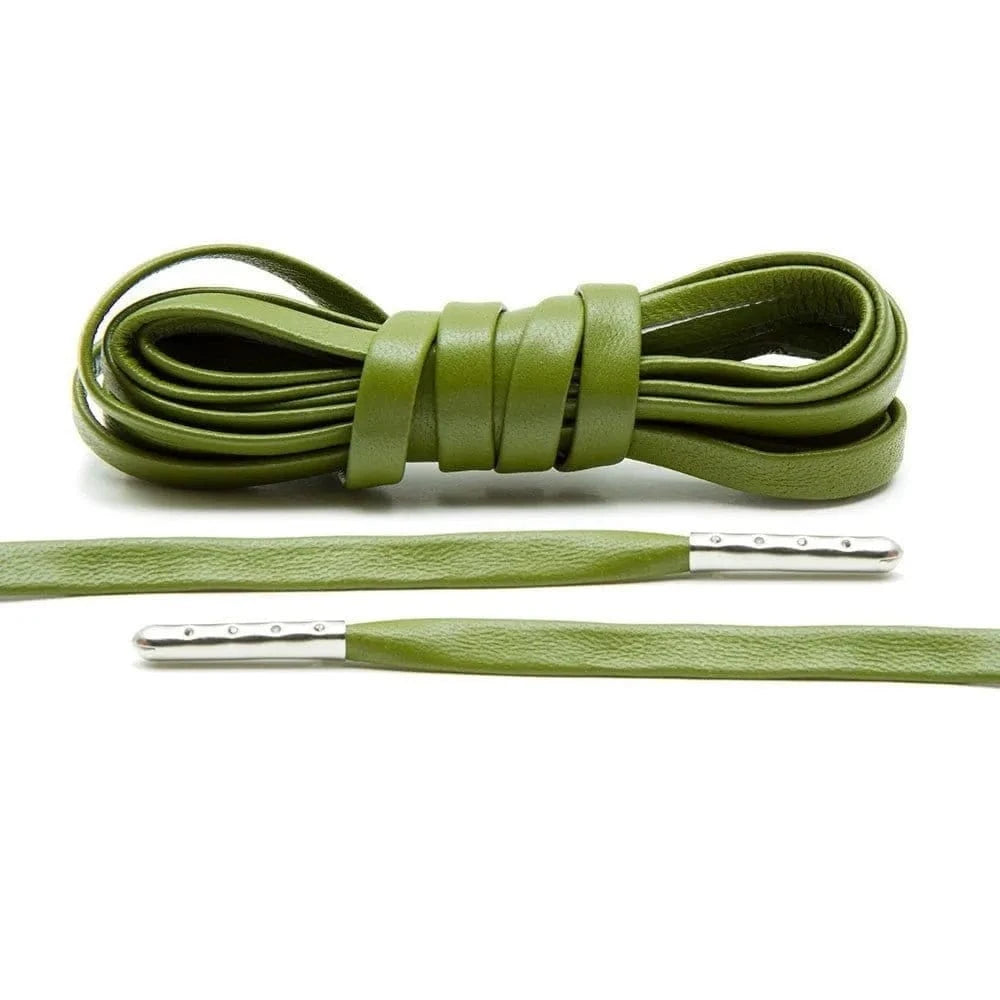 Olive Luxury Leather Laces - Silver Plated - Angelus Direct