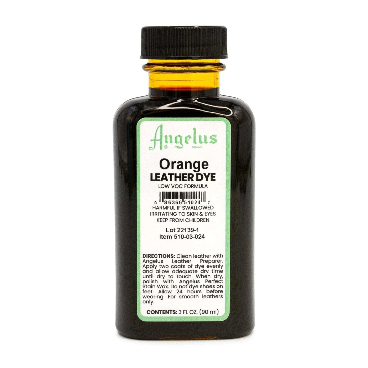 Angelus Direct Orange Low VOC Leather Dye 3 oz. Low VOC Leather Dye