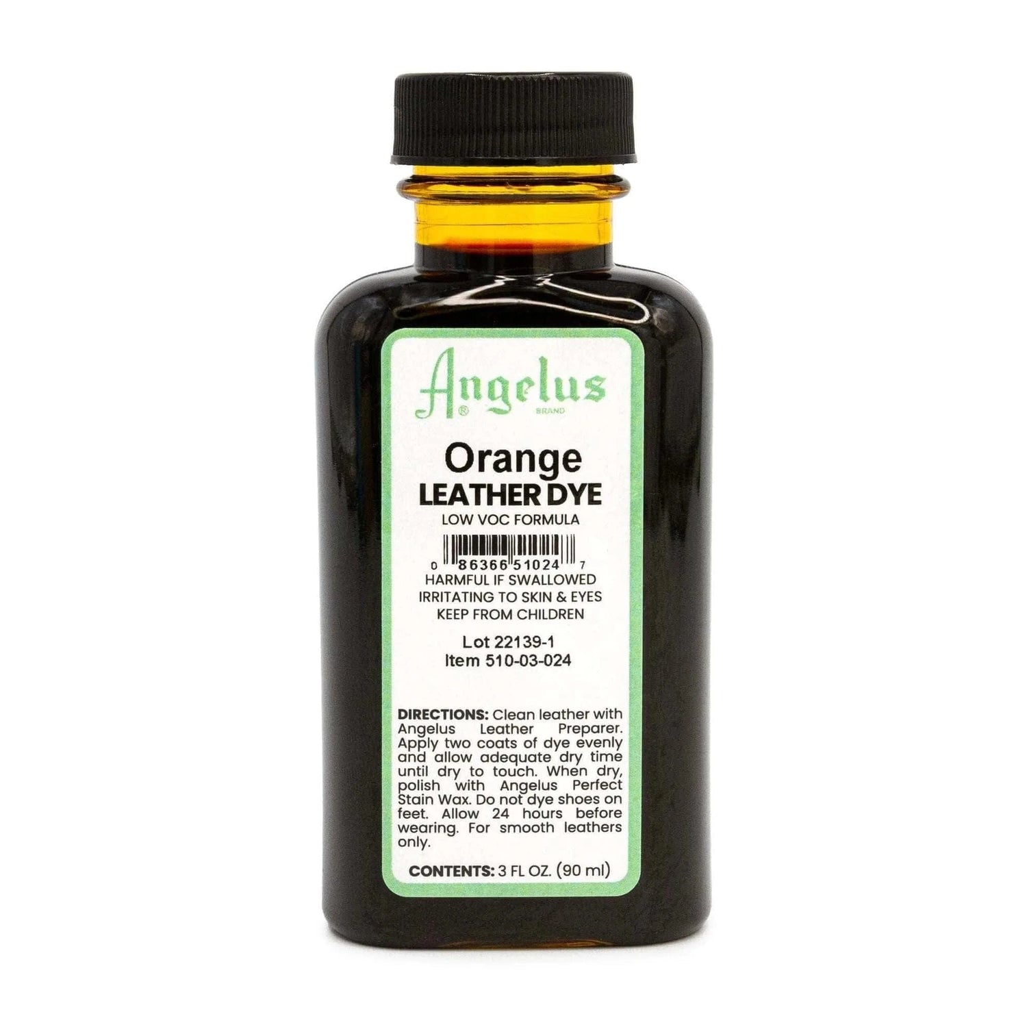 Angelus Direct Orange Low VOC Leather Dye 3 oz. Low VOC Leather Dye