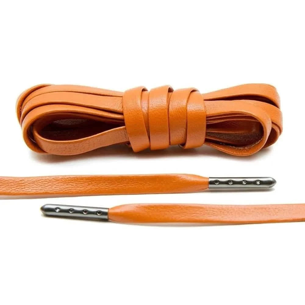 Lace Lab Orange Luxury Leather Laces - Gunmetal Plated Leather Shoelaces