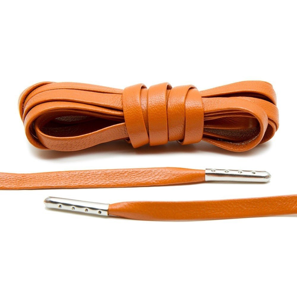 Orange Luxury Leather Laces - Silver Plated - Angelus Direct