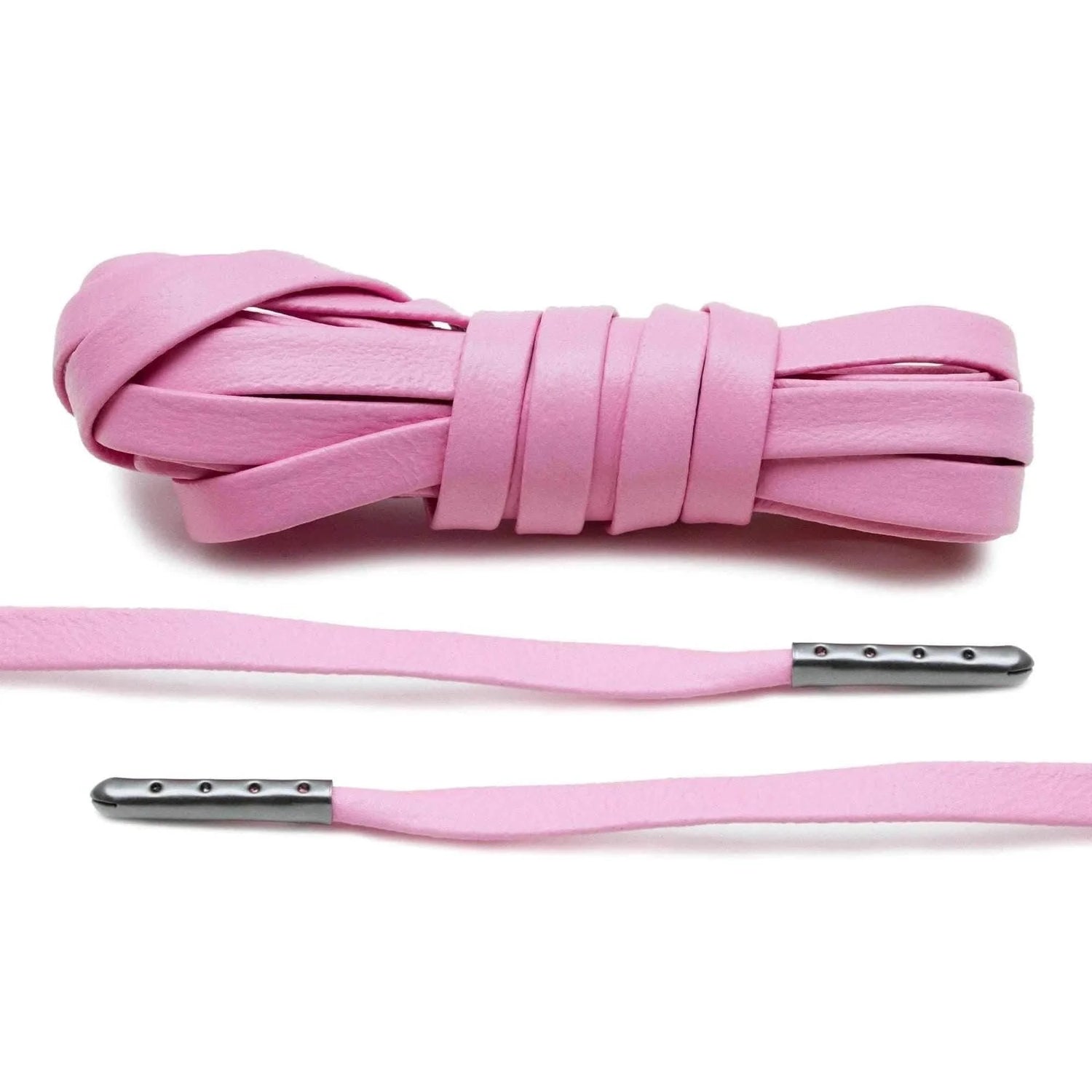 Lace Lab Pink Luxury Leather Laces - Gunmetal Plated Leather Shoelaces