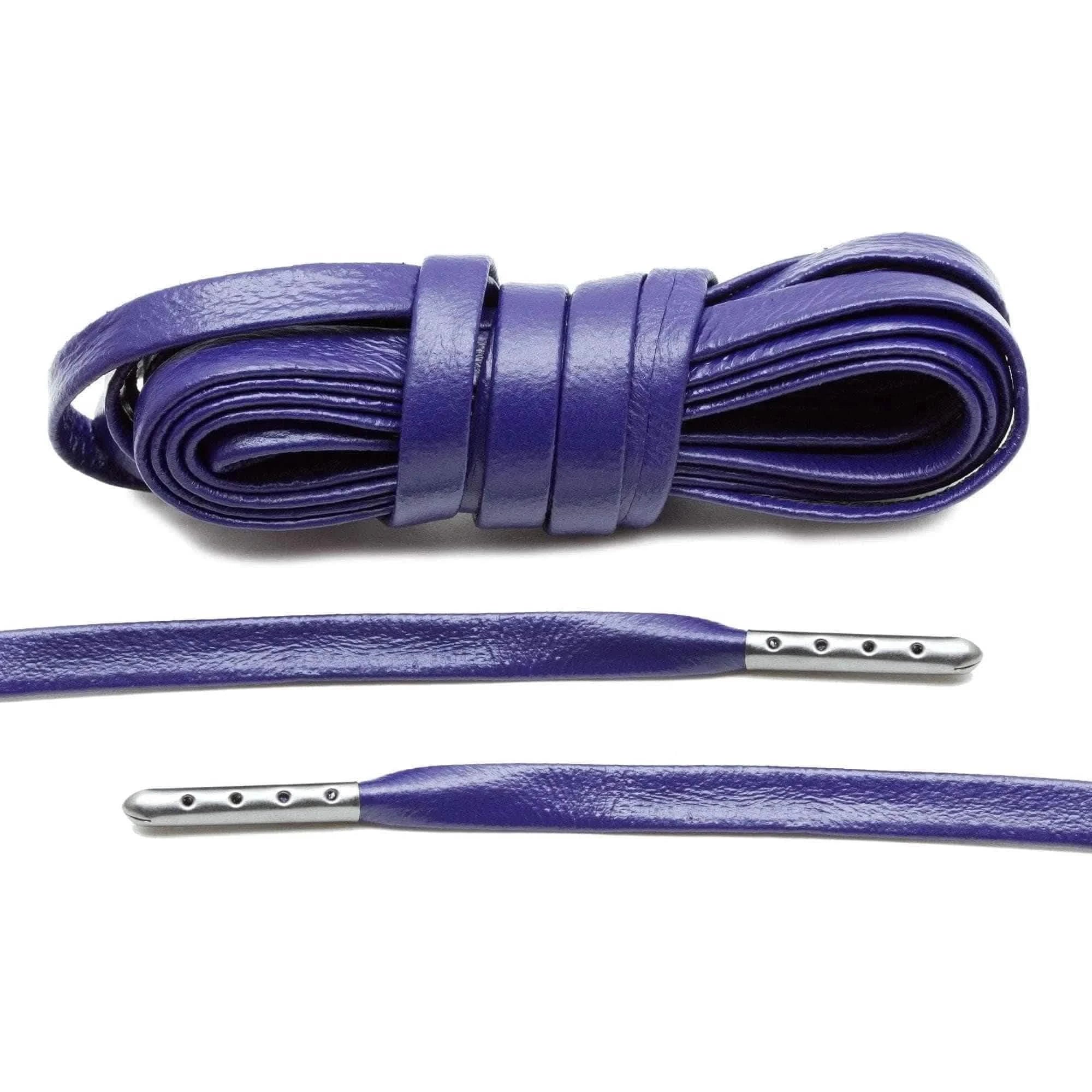 Lace Lab Purple Luxury Leather Laces - Gunmetal Plated Leather Shoelaces