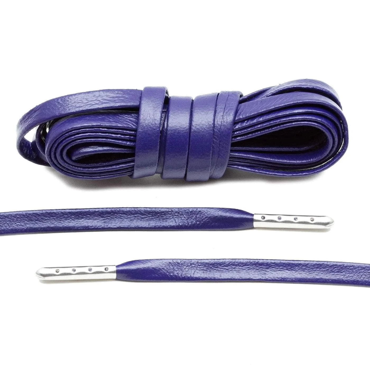 Lace Lab Purple Luxury Leather Laces - Silver Plated Leather Shoelaces