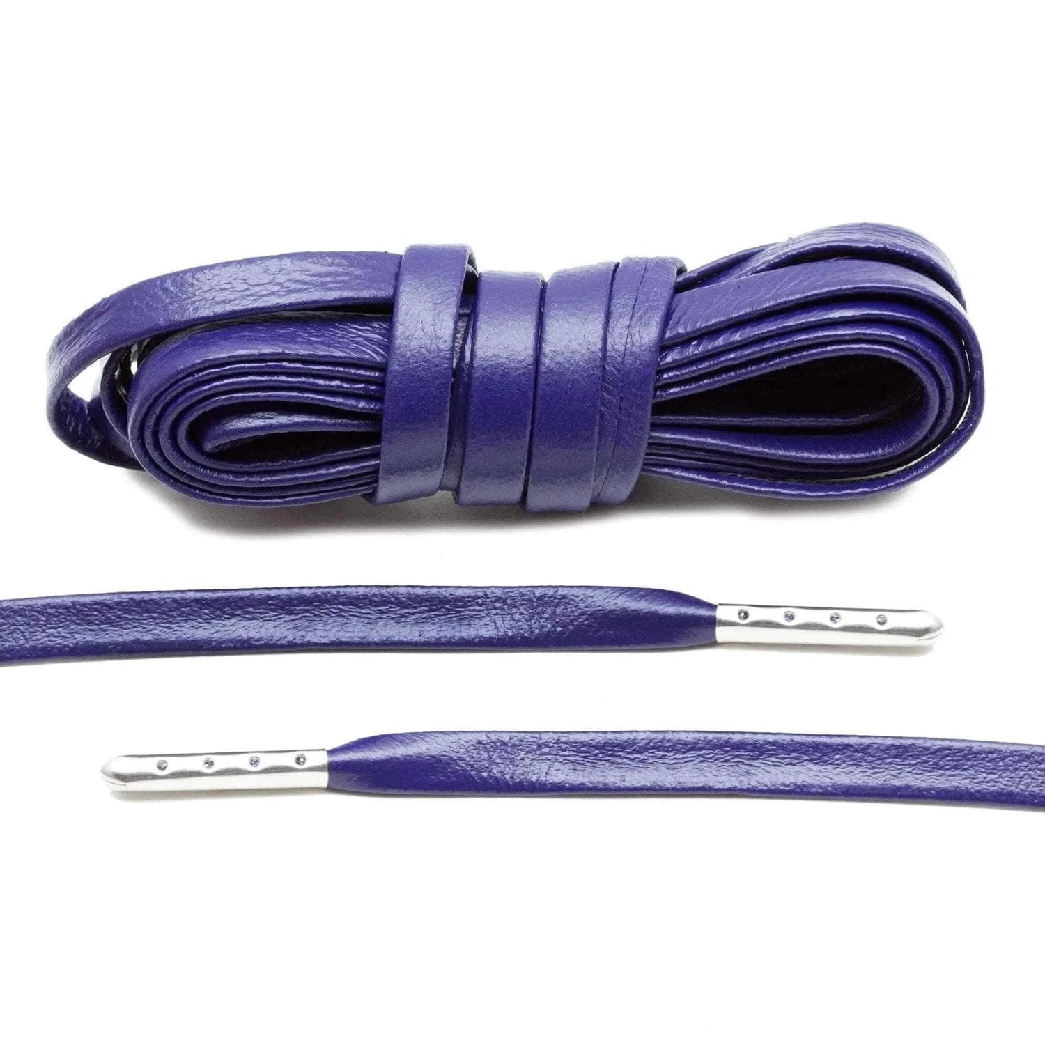 Lace Lab Purple Luxury Leather Laces - Silver Plated Leather Shoelaces